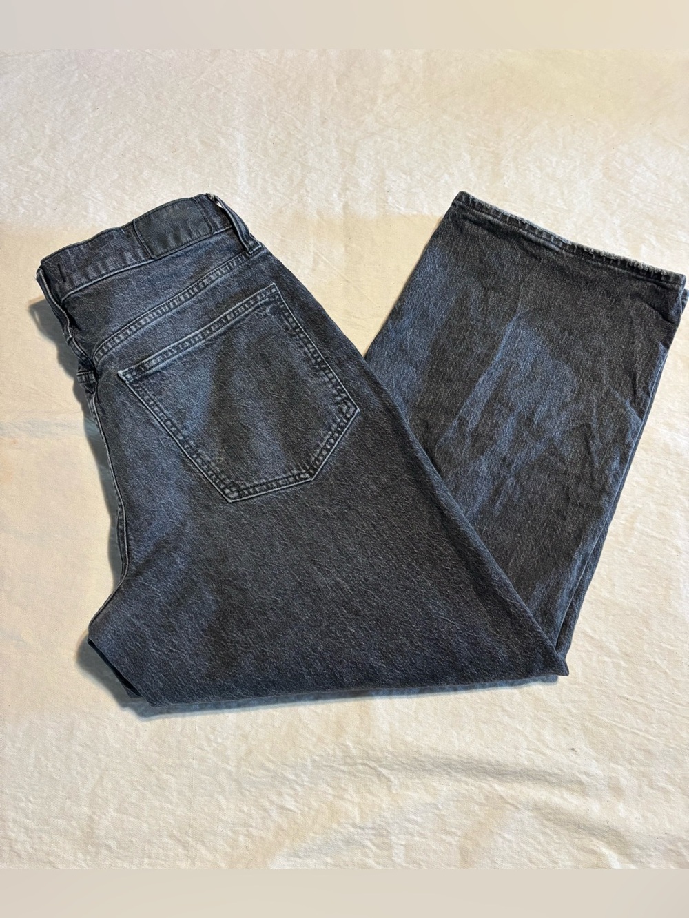 Madewell Black Denim Wide Crop Leg Jeans size 30 High rise